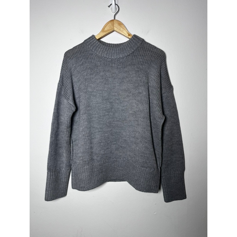 Quince Merino Wool Crew Neck Sweater Heather Gray Classic Knit size medium